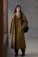 Double-Breasted Padded Long Coat