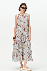 Ruffle Print Sleeveless Vest Dress