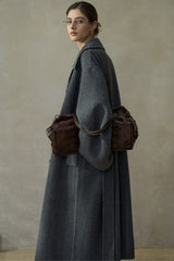 Wide-Lapel Belted Reversible Double-Breasted Coat