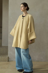 Rabbit-Ear Collar Bat-Sleeve Coat