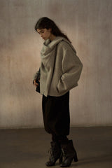 Asymmetric Scarf Collar Reversible Jacket