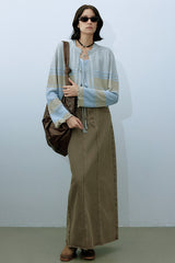 Cut-Out Knit Contrasting Cardigan