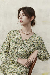 Lace-Up Flowy Pleated Dress