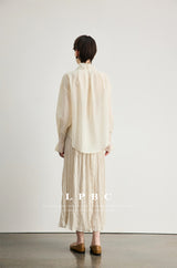 Lazy Pleated Long Skirt