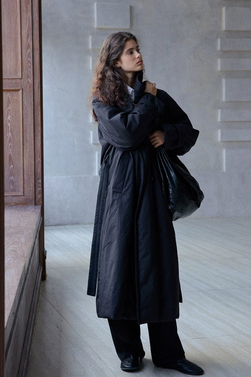 Double-Breasted Padded Long Coat