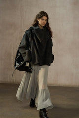 Asymmetric Scarf Collar Reversible Jacket