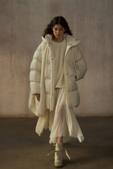 Cocoon Hooded Mid-Length Down Jacket