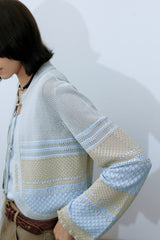 Cut-Out Knit Contrasting Cardigan