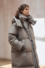 Detachable-Hood Ultralight Long Puffer Coat
