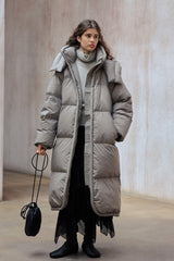 Detachable-Hood Ultralight Long Puffer Coat