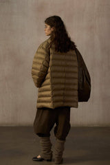 Cozy Collarless Quilted Down Jacket