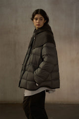 Reversible Two-Tone Round-Neck Loose Jacket