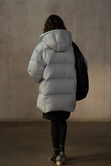 Cocoon Hooded Mid-Length Down Jacket
