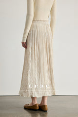 Lazy Pleated Long Skirt