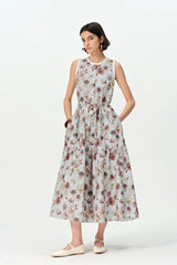 Ruffle Print Sleeveless Vest Dress