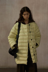 Cozy Collarless Quilted Down Jacket