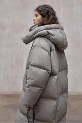 Detachable-Hood Ultralight Long Puffer Coat