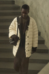 Cozy Collarless Quilted Down Jacket