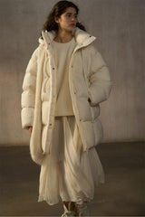 Cocoon Hooded Mid-Length Down Jacket