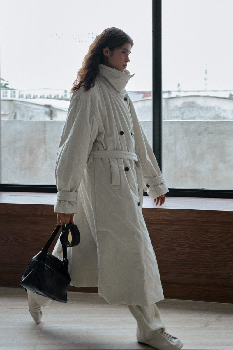 Double-Breasted Padded Long Coat