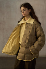 Reversible Two-Tone Round-Neck Loose Jacket