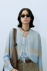 Cut-Out Knit Contrasting Cardigan