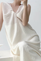 Twisted V-Neck Sleeveless Dress