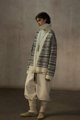 Oversized Fair Isle V-Neck Cardigan