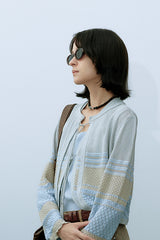 Cut-Out Knit Contrasting Cardigan