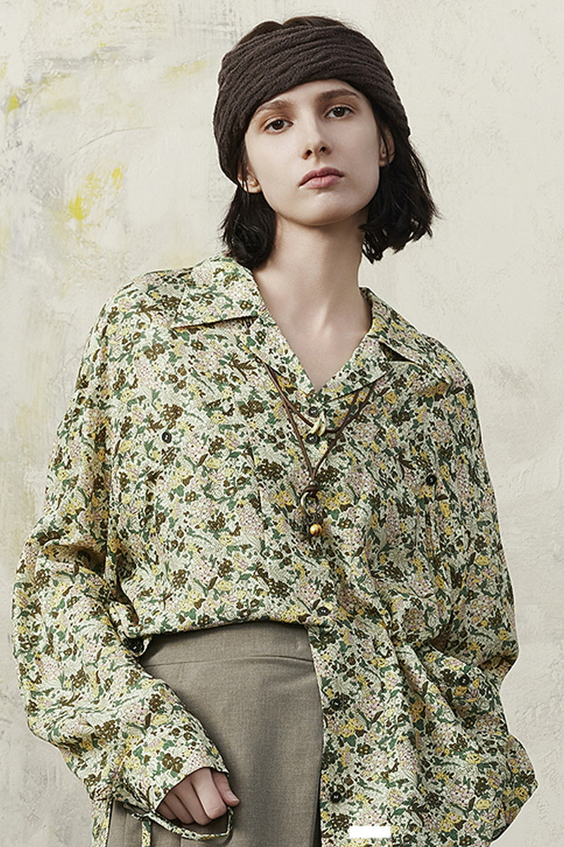 Relaxed Vintage Print Casual Shirt