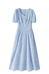 Square Neck Cinched Waist Slim Midi Dress
