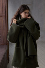 Long Scarf-Collar Two-Piece Reversible Jacket