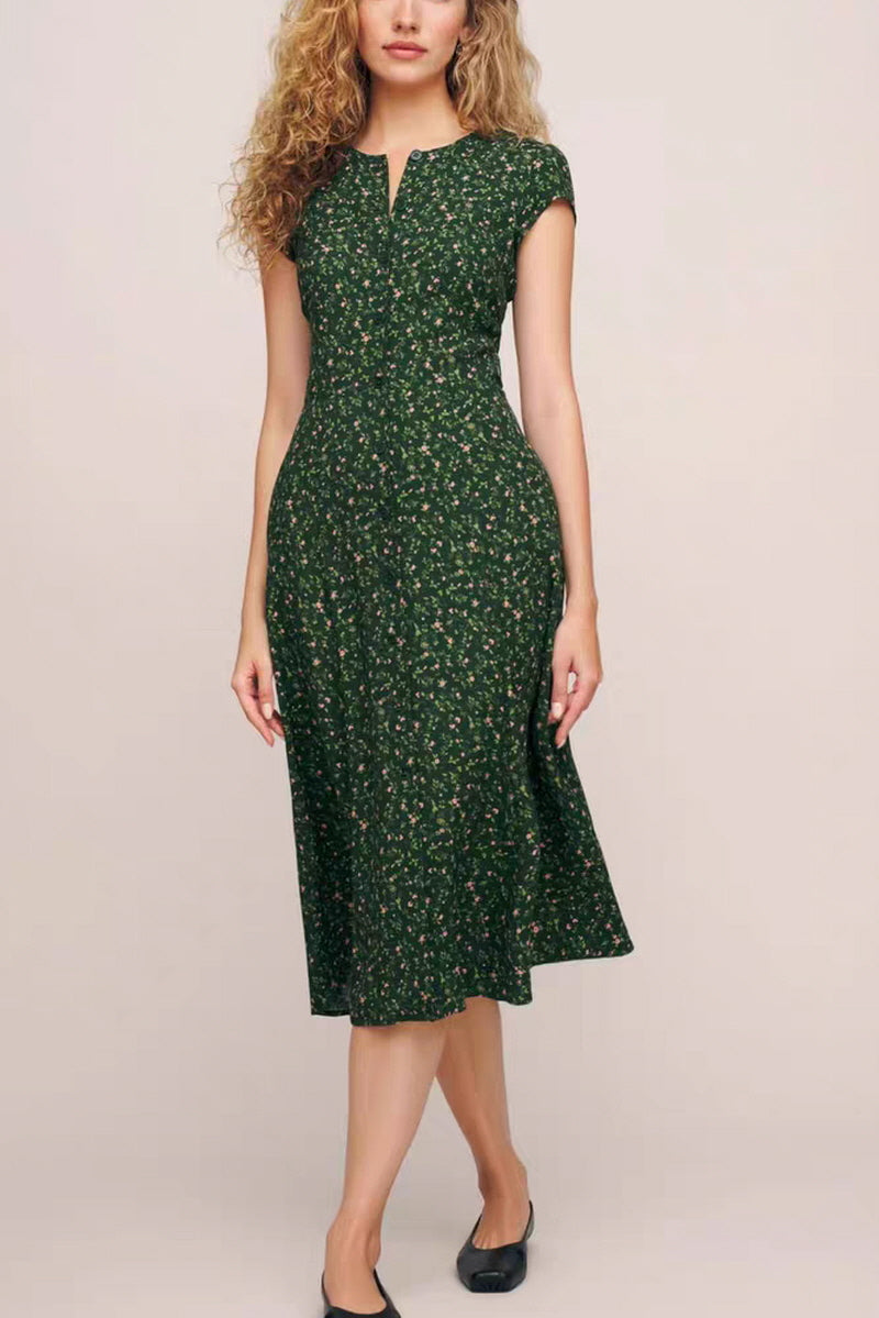Reformation French Style Cinched Waist Midi Dress