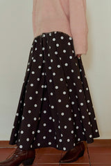 Polka Dot Flowy A-Line Long Skirt