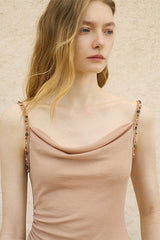 Draped Swing Collar Pleated Knit Top