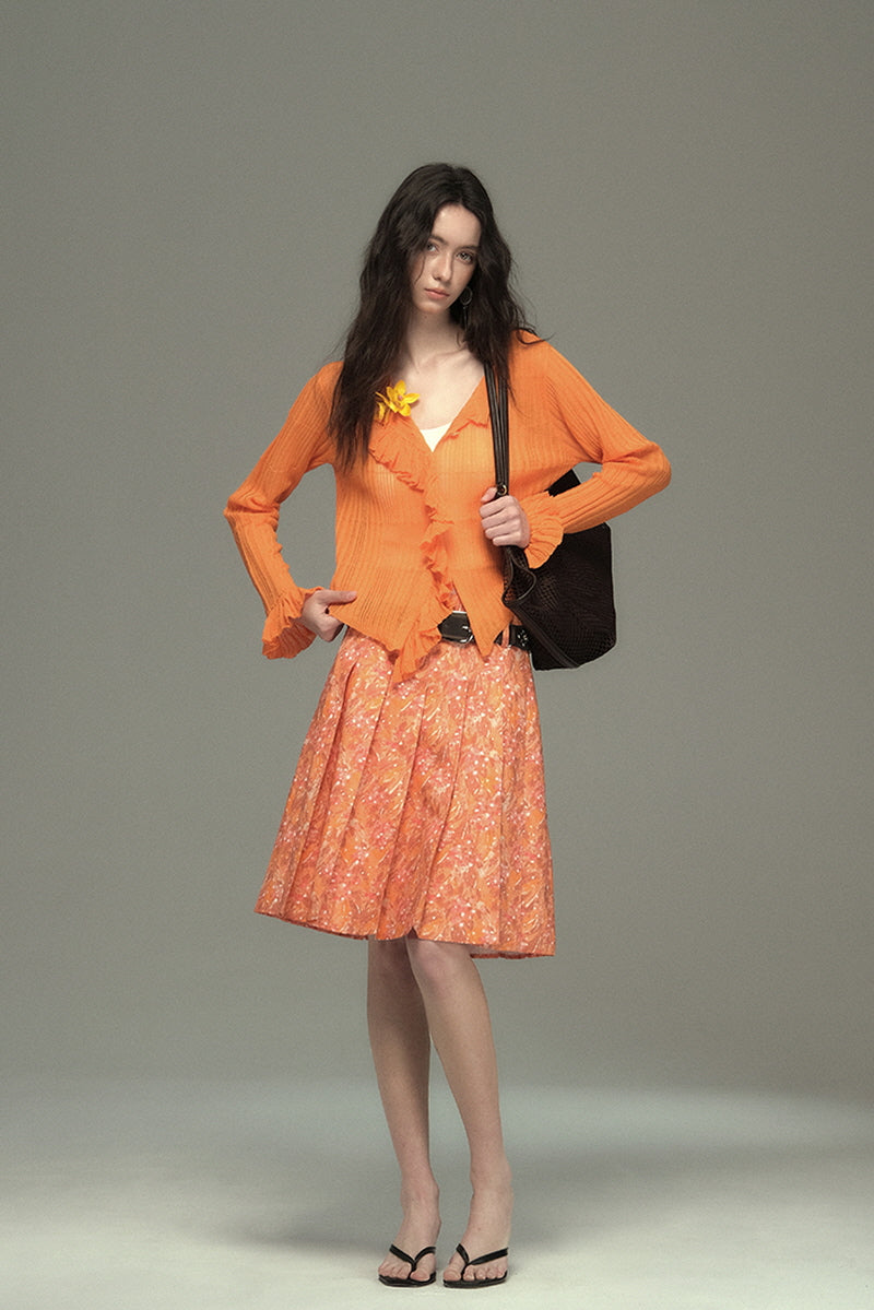 Press-Pleated A-Line Skirt