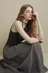 Irregular Panel Pleated Sleeveless Dress