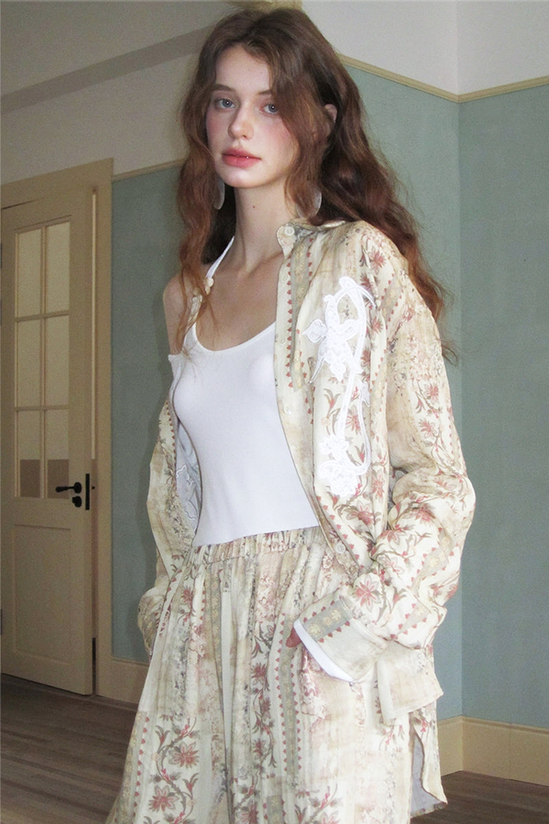 Vintage Embroidered Lace Shirt