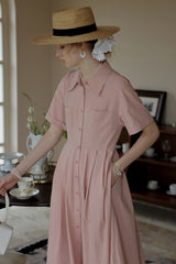 Strappy Waist Shirt Midi Dress