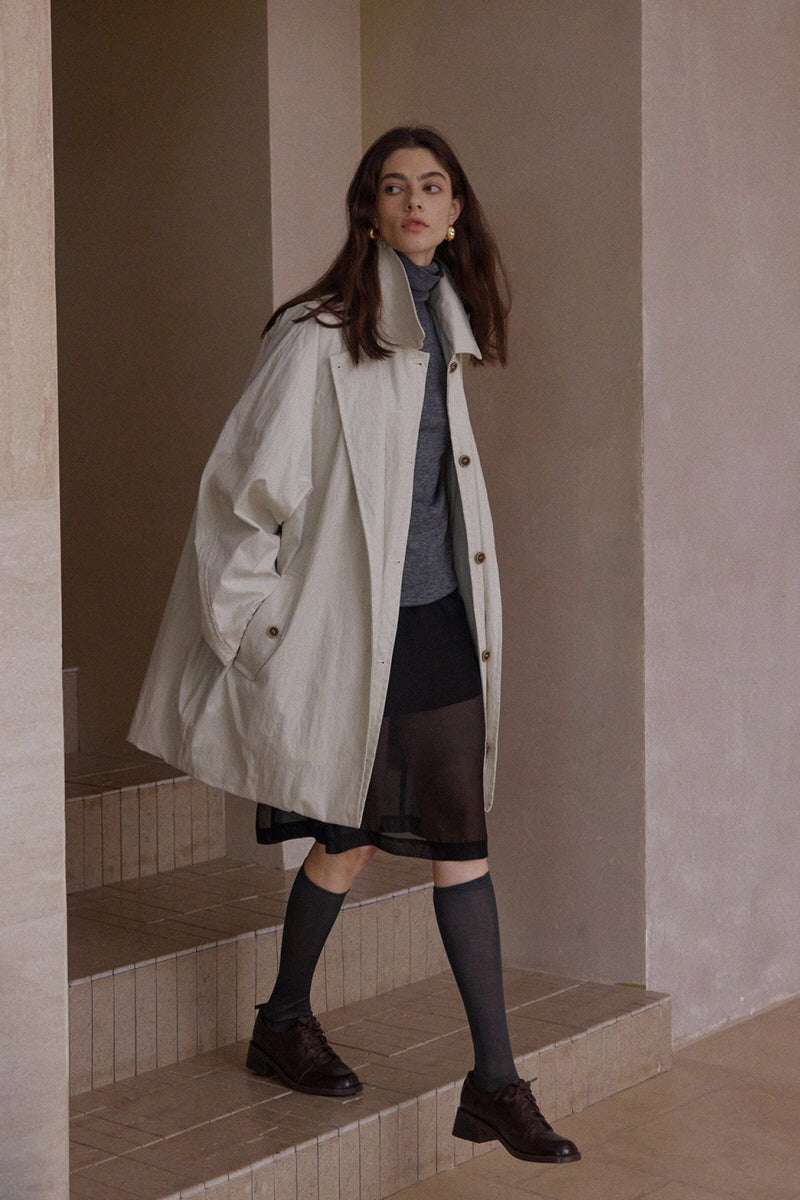 Double-Layer Cocoon Trench Coat