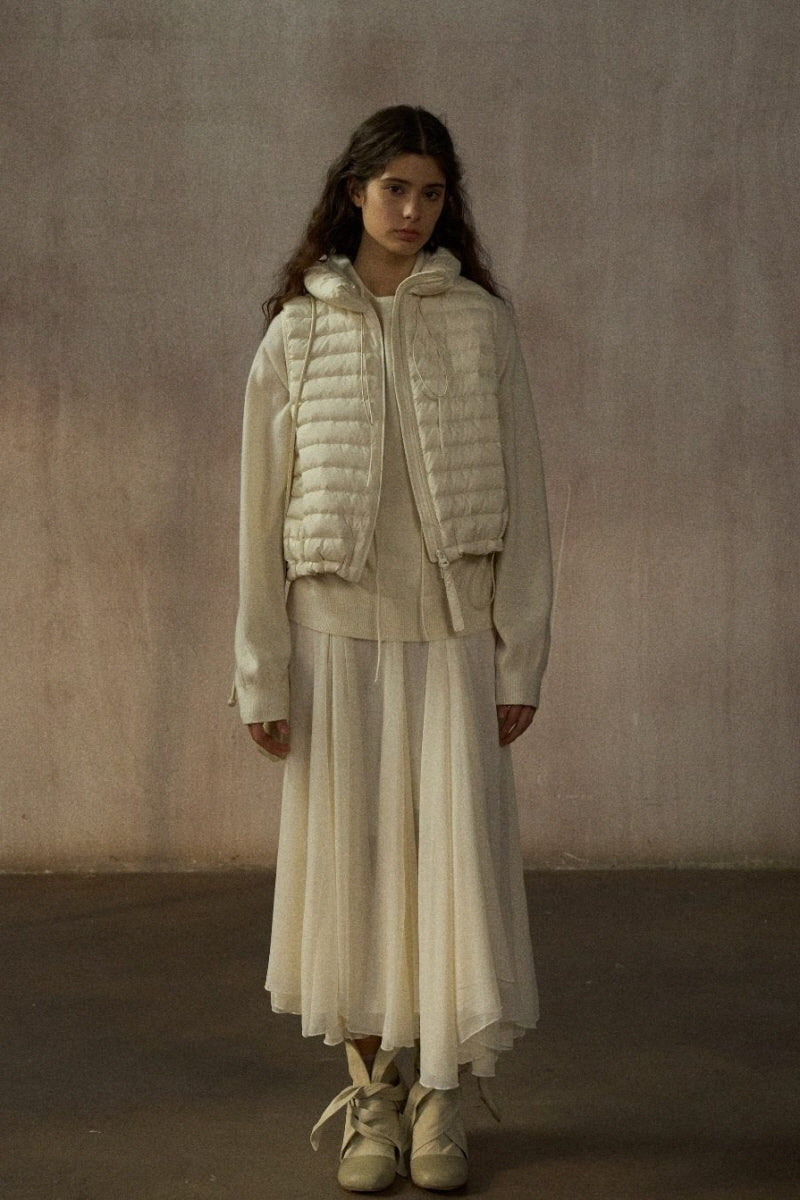 Bud-Shaped Stand-Collar Short Quilted Vest