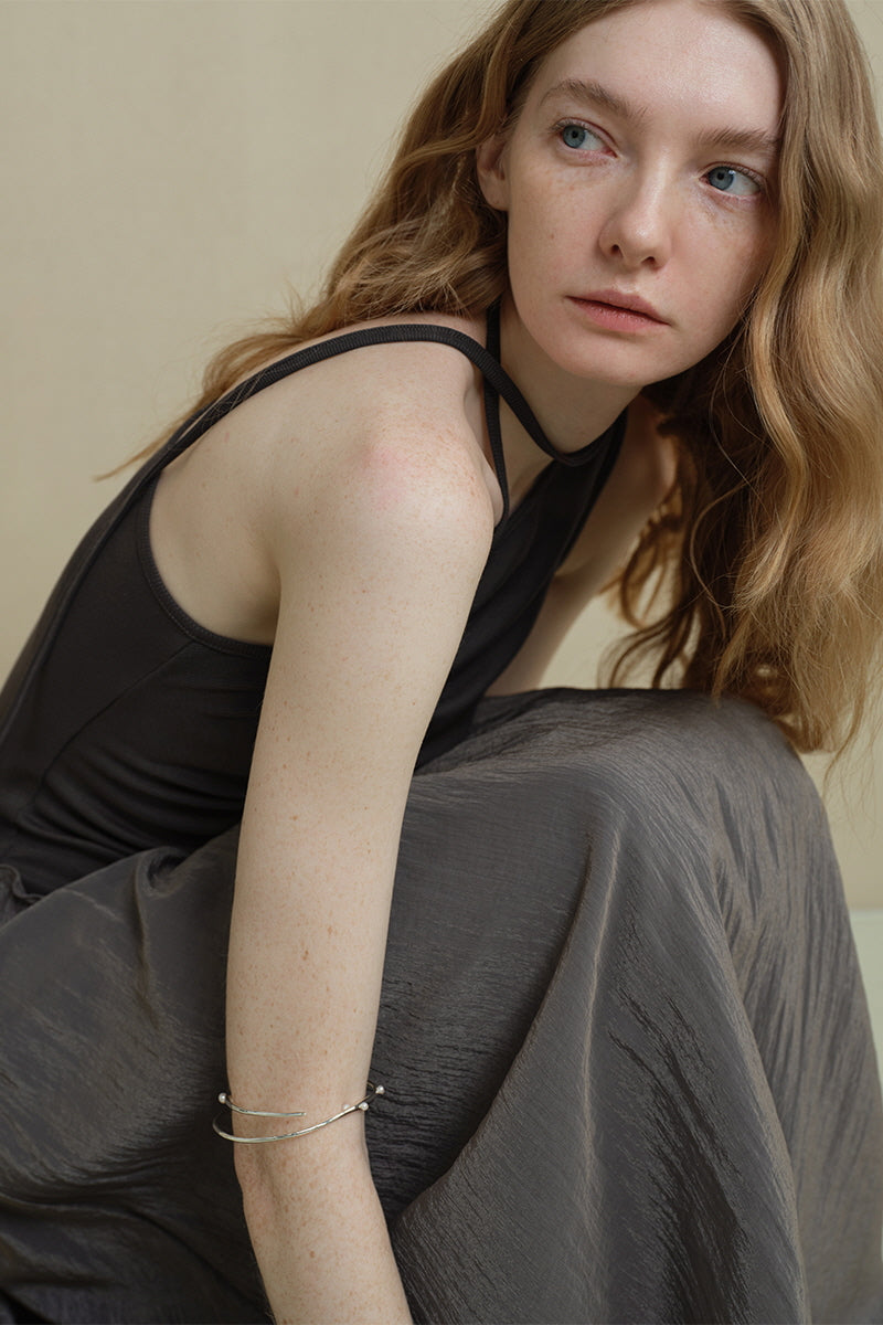 Irregular Panel Pleated Sleeveless Dress