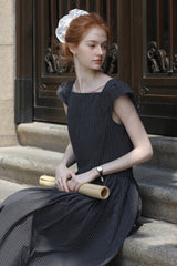 Square Neck Small Fly Sleeve Casual Dress