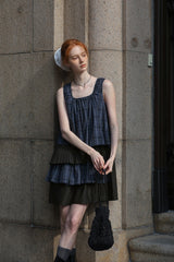 Square Neck Patchwork A-Line Dress