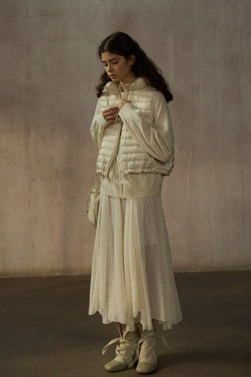 Bud-Shaped Stand-Collar Short Quilted Vest