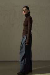 Oversized Pleated Wide-Leg Slacks