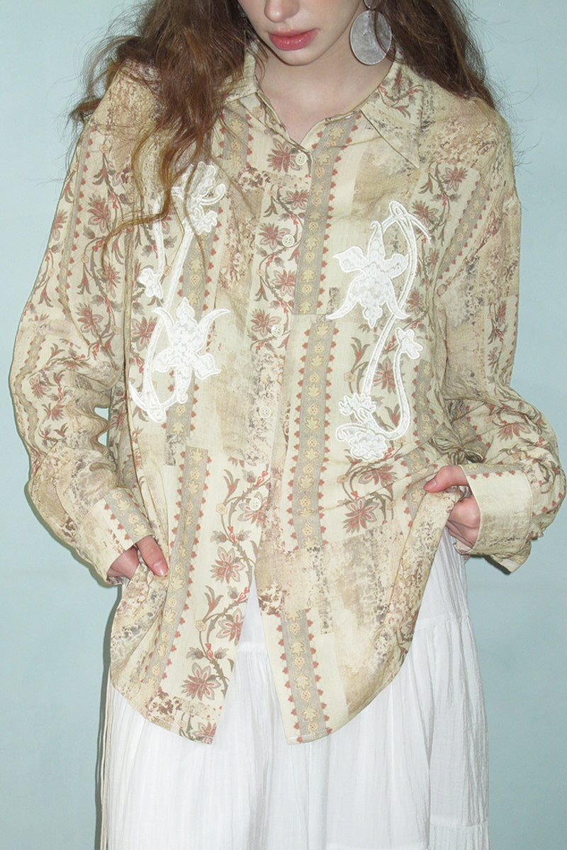 Vintage Embroidered Lace Shirt