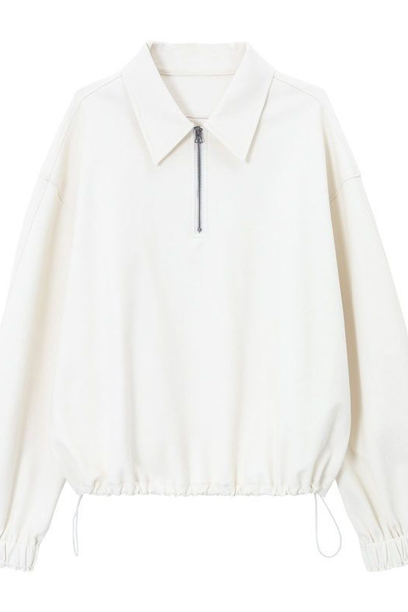 Lapel Loose Dropped Shoulder Sweatshirt