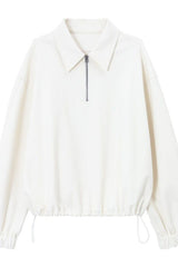 Lapel Loose Dropped Shoulder Sweatshirt