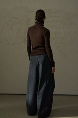 Oversized Pleated Wide-Leg Slacks